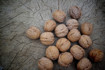 walnuts on wooden background