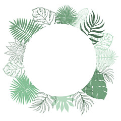 Tropical plant leaf frame.Botanical floral element background.