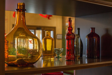 wine bottles in a bar