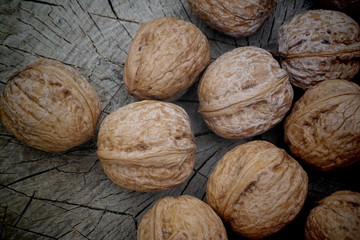 walnuts on wooden background