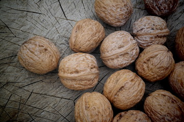walnuts on wooden background