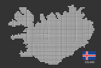 Fototapeta na wymiar Iceland map design white square, black background with flag Iceland.