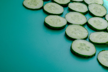 Sliced fragrant cucumber sliced across.