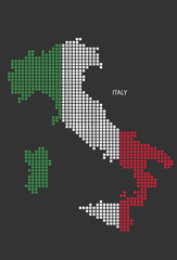 Fototapeta na wymiar Italy map design flag square, black background.