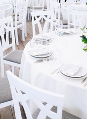 Wedding banquet. Table set for wedding reception
