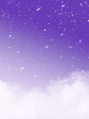 Abstract purple scene background with snow and haze in winter effect. Imagine for dreamy.