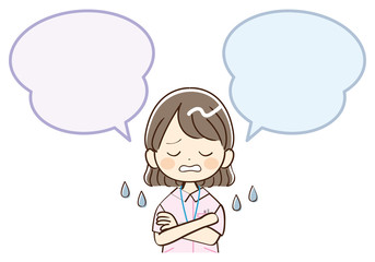 女性、看護師、困惑