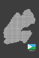 Obraz premium Djibouti map design white square, black background with flag Djibouti.