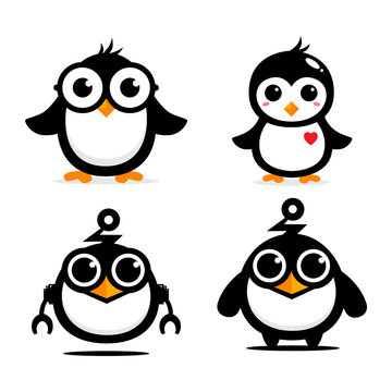 vector design set of cute penguins