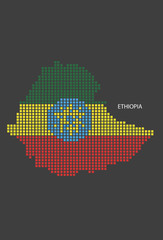 Ethiopia map design flag square, black background.