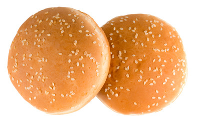 Hamburger rolls on a white background.