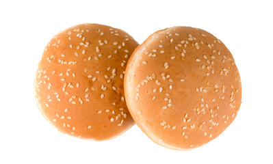 Hamburger rolls on a white background.