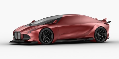 Obraz na płótnie Canvas 3D rendering of a brand-less generic concept car - electric 