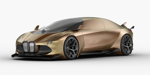Obraz na płótnie Canvas 3D rendering of a brand-less generic concept car - electric 