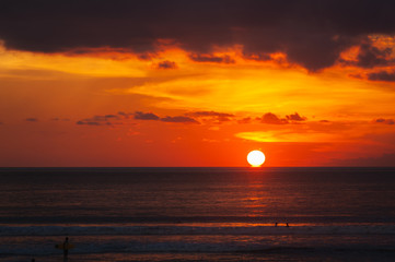 Stunning dramatic sunset over the ocean.