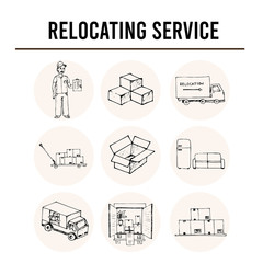 Relocation service isolated hand drawn doodles Vector