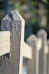 Fototapeta premium Close up, Shallow Depth of Field of a White Fence
