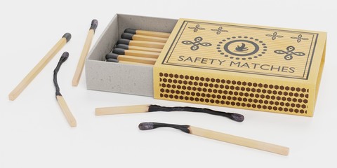 Realistic 3d Render of Box of Matches