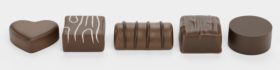 Realistic 3D Render of Chocolate Candies