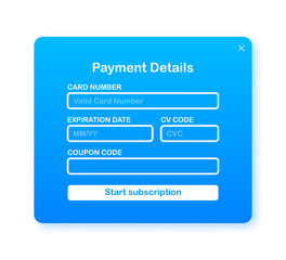 Online payment form. Online digital invoice on laptop. Vector illustration.