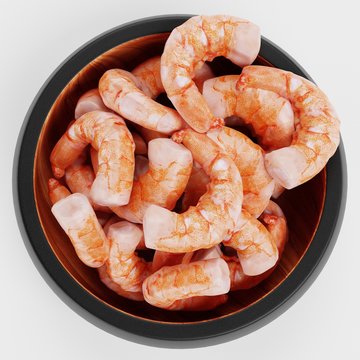 Realistic 3D Render of Shrimps in Bowl