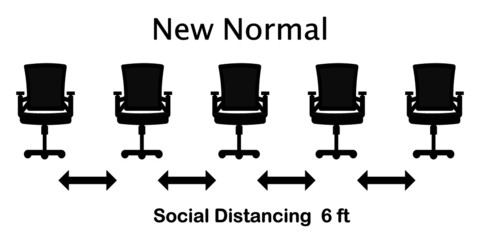 Social distancing chair concept.Prevent contact from the virus Covid-19.	