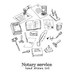 Notary service isolated hand drawn doodles Vector