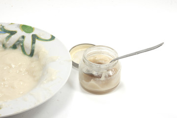 dish and container of homogenised food for food