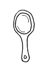 round mirror with handle Hand Mirror Minimalistic Flat Line Outline Stroke Icon Pictogram Symbol isolated on a white background