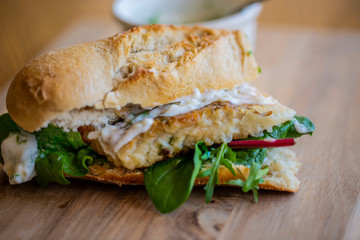 Fried fish sandwich 