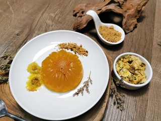 Traditional Thai-Chinese dessert. Focus Spot Chrysanthemum tea jelly