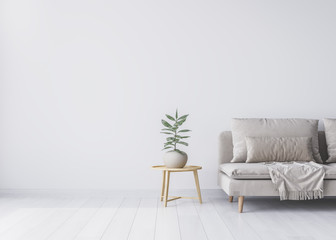 Mock up interior for minimal living room design on white background