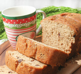Banana cake with a cup