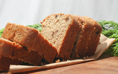 Banana cake on paper