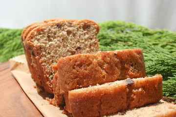 Banana cake on paper