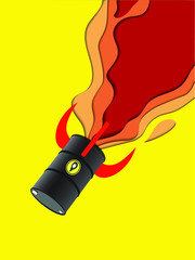 Rocket oil barrels fly down. Oil crisis 2020 concept. Coronavirus or COVID-19 pandemic global impact. 