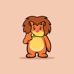 Illustration vector graphic of mascot lion is thinking