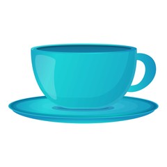 Tea cup with plate icon. Cartoon of tea cup with plate vector icon for web design isolated on white background