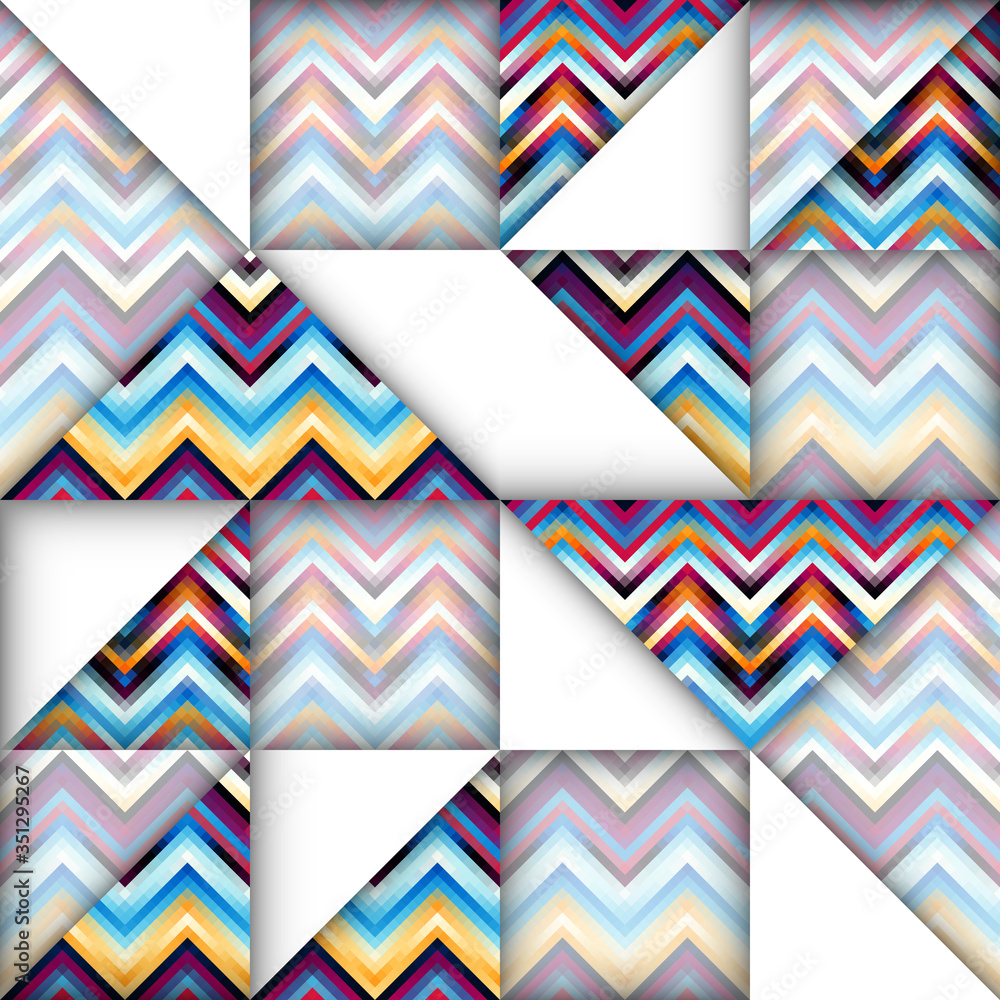Aufkleber Paper cut shapes design. Seamless vector pattern.
