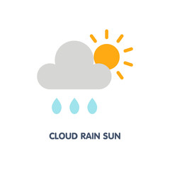 Cloud rain sun flat icon design style illustration on white background
