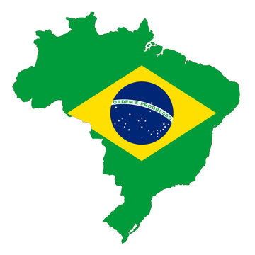 Brazil map on white background with clipping path