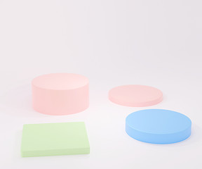 Empty podium with hipster white abstract  3d illustration background composition, Abstract Platforms for cosmetic product presentation,pedestal for display creative Minimal concept.