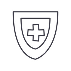Obraz premium Medical cross inside shield line style icon vector design