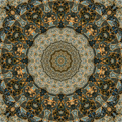 Mandala - Effet d'optique - Jaune - Ocre - Bennydoscope