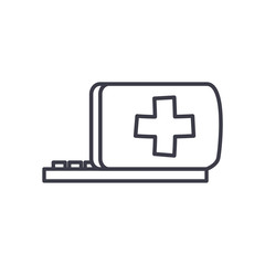 Medical cross inside laptop line style icon vector design