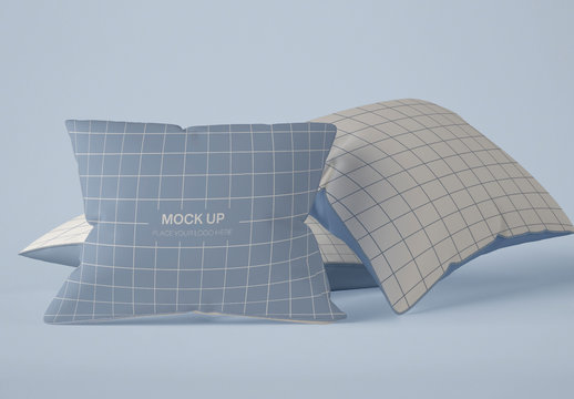 3 Square Pillows Mockup
