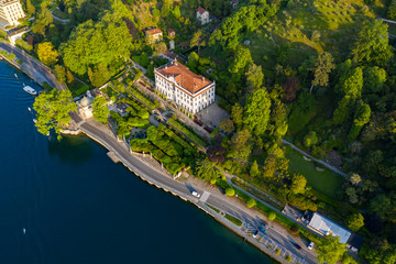 Villa Carlotta, Lake Como, Italy, Village of Tremezzina, Aerial view of the villa and the park
