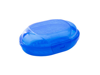 blue plastic soap dish for bathroom
