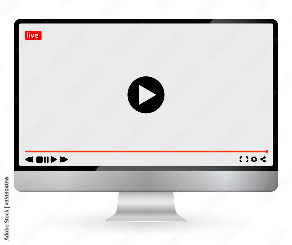 Poster realistic black modern thin frame display computer monitor. video content, blogging. mockup live str