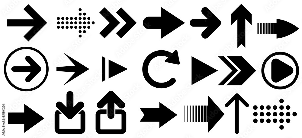 Aufkleber set of black vector arrows. arrows icon. arrow vector icon. arrows vector collection